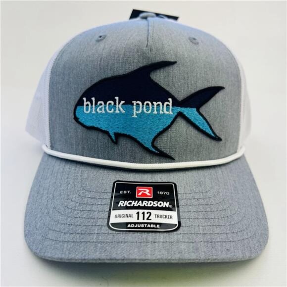 Retro Deep Sea Black Pond Pompano Fishing Patch Mesh Snapback Richardson 112 Hat main image 2